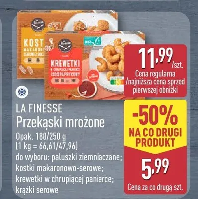 Przekąski mrożone La Finesse kostki makaronowo-serowe promocja w Aldi
