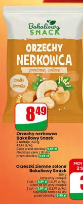 Orzechy nerkowca prażone solone Bakaliowy Snack promocja w Dino