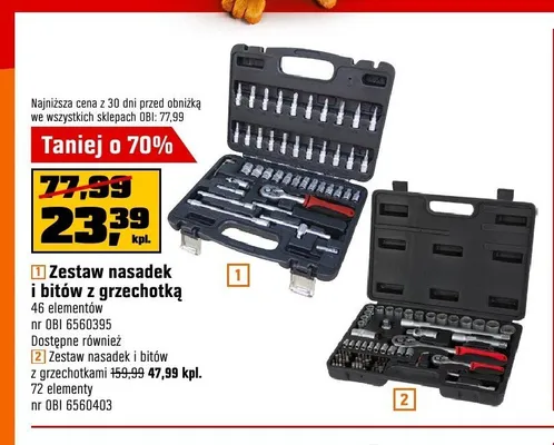 Zestaw nasadek i bitów z grzechotką OBI 46 elementów promocja w OBI