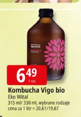 Kombucha Vigo bio Eko Wital 315ml promocja w Leclerc