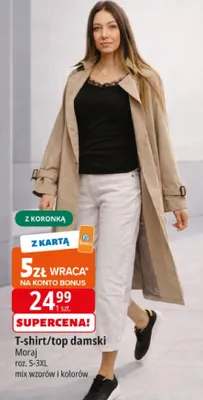 T-shirt/top damski roz. S-3XL mix wzorów i kolorów promocja w Leclerc