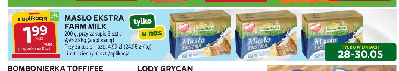 Masło ekstra Farm Milk promocja w Stokrotka