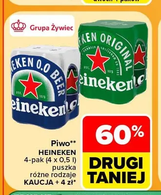 Piwo Heineken Original 4-pak 500 ml promocja w Carrefour Market