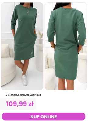Sukienka sportowa ModnaKiecka.pl zielona promocja w Modna Kiecka