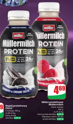 Mleko proteinowe raspberry taste Müllermilch promocja w Dino