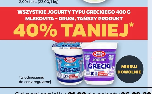 Jogurt typu greckiego bez laktozy Mlekovita promocja w Netto