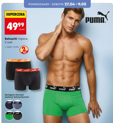 Bokserki męskie Puma 2-pak rozm. M-XL promocja w Biedronka
