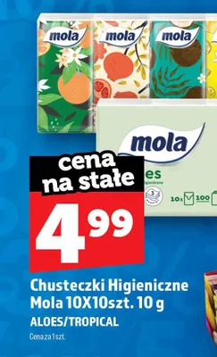 Chusteczki higieniczne Mola 10-pak aloes promocja w TOPAZ
