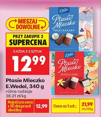 Czekolada Ptasie Mleczko E.Wedel promocja w Biedronka