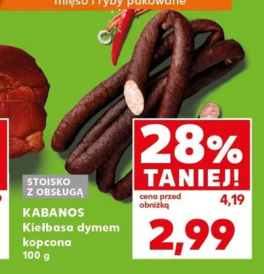 Kiełbasa dymem kopcona Kabanos promocja w Kaufland