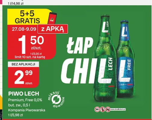 Piwo Lech Premium promocja w Chorten