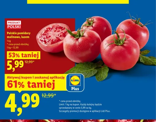 Pomidory malinowe luzem polskie promocja w Lidl
