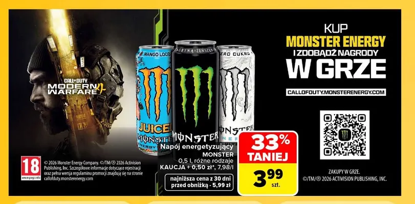 Napój energetyzujący Monster Energy promocja w Carrefour