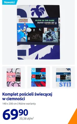 Komplet pościeli świecącej w ciemności 140x200 cm promocja w Action