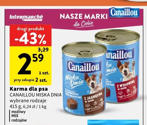 Karma dla psa Canaillou Miska Dnia z jagnięciną promocja w Intermarche