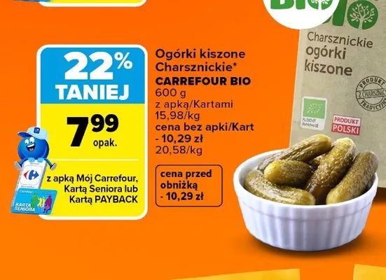 Ogórki kiszone Charsznickie Carrefour Bio promocja w Carrefour