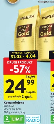 Kawa mielona Mocca Fix Gold promocja w Intermarche