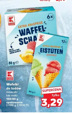 Wafelki do lodów K-Classic rożki promocja w Kaufland