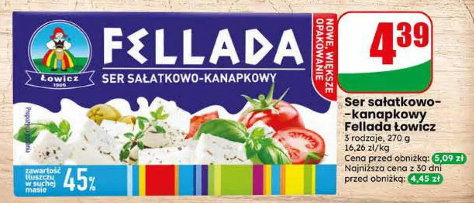 Ser sałatkowo-kanapkowy Fellada Łowicz promocja w Dino