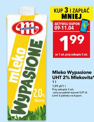 Mleko Wypasione UHT 2% promocja w LEWIATAN