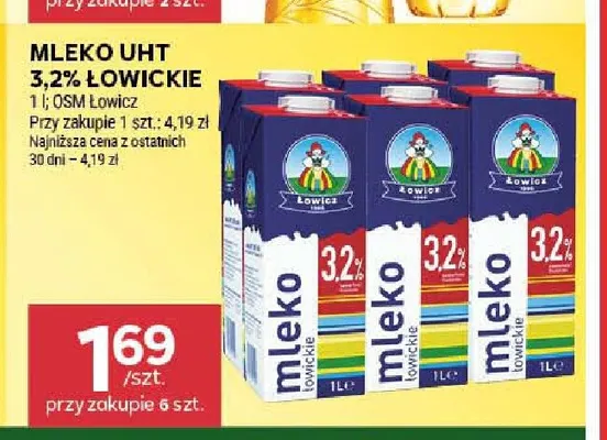 Mleko UHT Łowickie 3,2% promocja w Stokrotka
