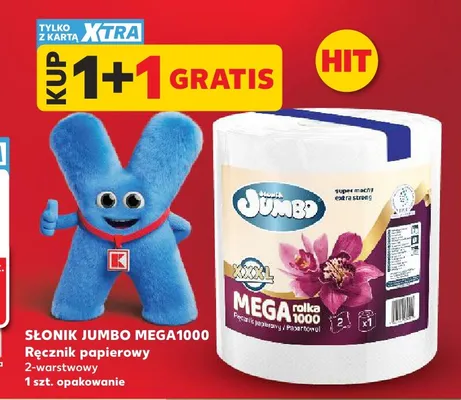 Ręcznik papierowy Słonik Jumbo Mega1000 2-warstwowy promocja w Kaufland