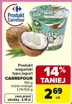 Produkt wegański typu jogurt różne rodzaje promocja w Carrefour