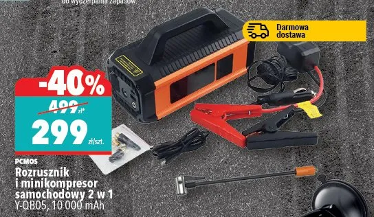Rozrusznik i minikompresor samochodowy 2w1 Y-OB05, 10000 mAh Pcmos promocja w Biedronka Home