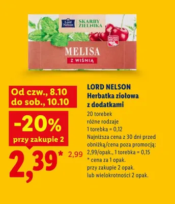 Herbatka ziołowa z dodatkami Lord Nelson promocja w Lidl