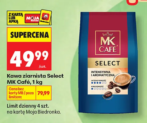 Kawa ziarnista Select MK Café promocja w Biedronka