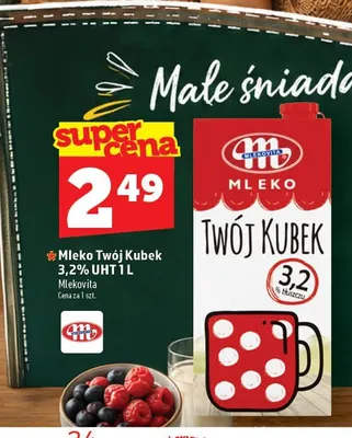 Mleko UHT Twój Kubek Mlekovita 3,2% promocja w TOPAZ