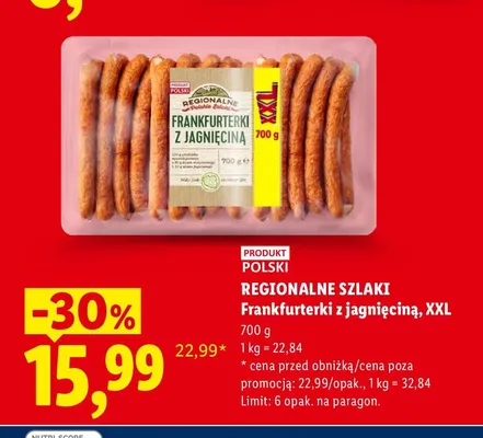 Frankfurterki z jagnięciną Regionalne Szlaki XXL promocja w Lidl