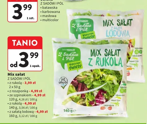 Mix sałat ze szpinakiem Z Sadów i Pól promocja w Intermarche