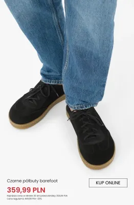 Czarne półbuty barefoot promocja w Ryłko