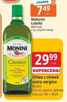 Oliwa z oliwek extra vergine classico Monini promocja w Leclerc