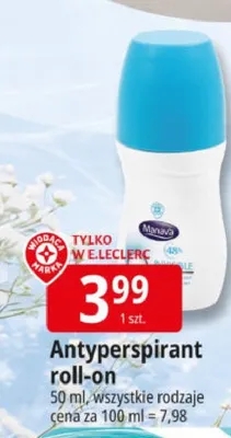 Antyperspirant roll-on Manava promocja w Leclerc
