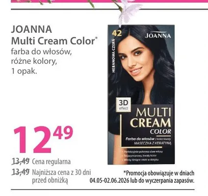 Farba do włosów Joanna Multi Cream Color promocja w Hebe