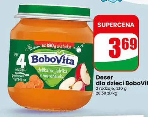 Deser dla dzieci BoboVita delikatne jabłka z marchewką promocja w Dino