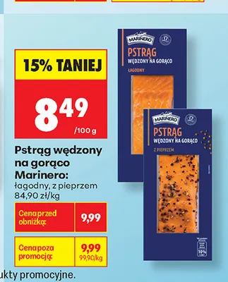 Pstrąg wędzony na gorąco łagodny Marinero promocja w Biedronka