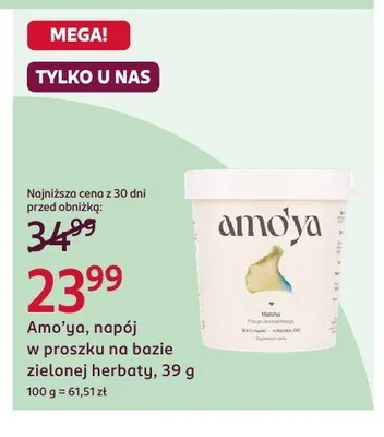 Napój w proszku na bazie zielonej herbaty Amo'ya Matcha promocja w Rossmann