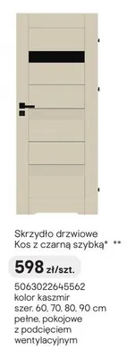 Skrzydło drzwiowe Kos z czarną szybką promocja w Castorama