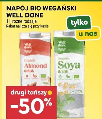 Napój bio wegański Well Done Almond drink promocja w Stokrotka