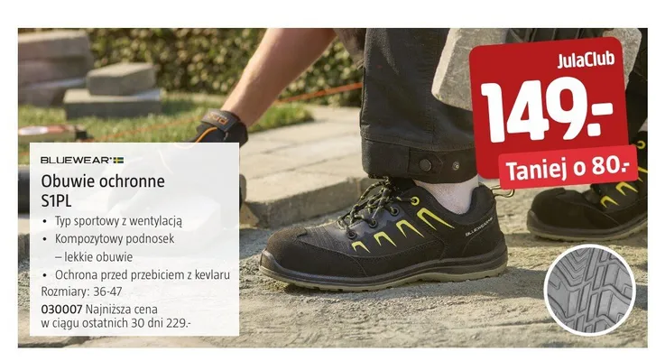 Obuwie ochronne Bluewear S1PL promocja w Jula