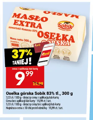 Masło Osełka górska Sobik 83% promocja w Twój Market
