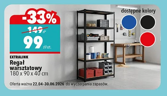 Regał warsztatowy EXTRALINK 180x90x40cm promocja w Biedronka