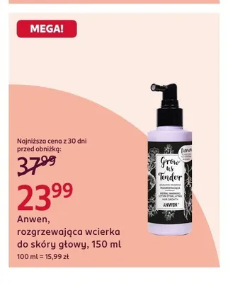 Rozgrzewająca wcierka do skóry głowy Anwen Grow Us Tender promocja w Rossmann