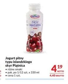 Jogurt pitny typu islandzkiego skyr Piątnica promocja w Makro