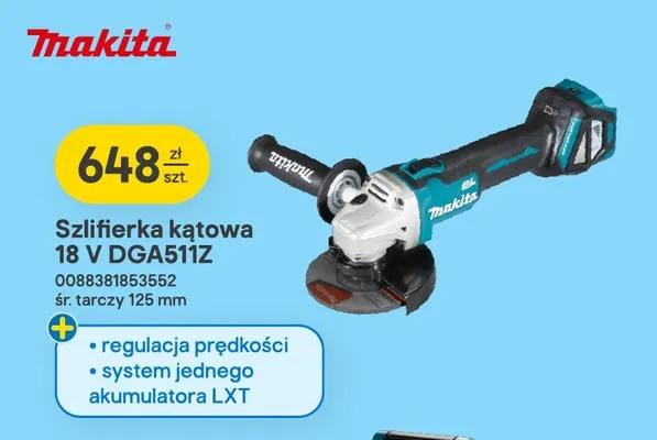 Szlifierka kątowa 18 V DGA511Z  promocja w Castorama