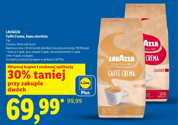 Kawa ziarnista Lavazza Caffé Crema Classico promocja w Lidl