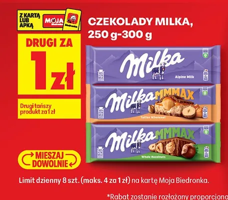 Czekolada 250-300 g DRUGA ZA 1 ZŁ promocja w Biedronka